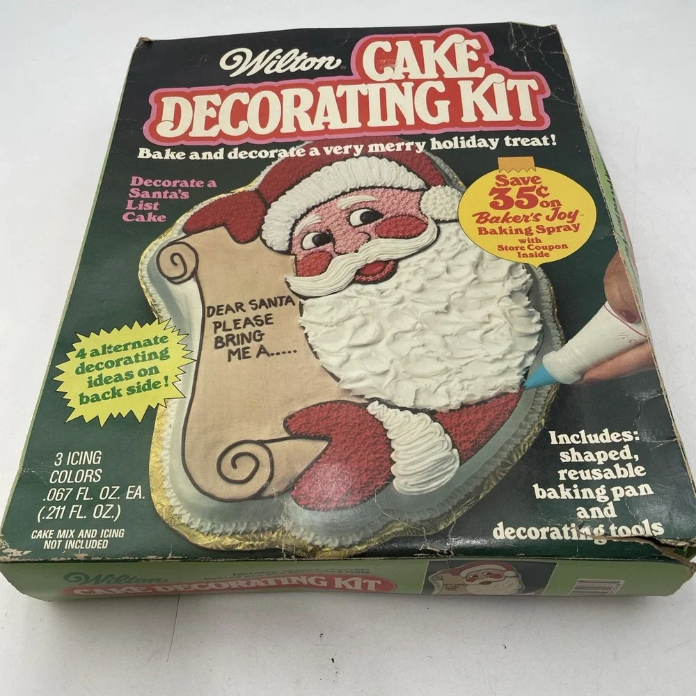 Vntg NOS 1978 Wilton Cake Decorating Kit SANTA CLAUS Pan + Directions Insert
